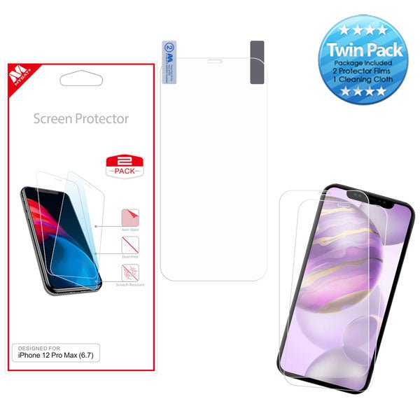MyBat Screen Protector Twin Pack for Apple iPhone 12 Pro Max (6.7) - ClearMyBat Pro