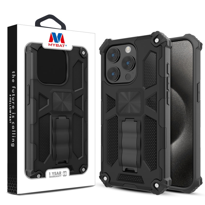 MyBat Pro Sturdy Hybrid Protector Cover (with Stand) for Apple iPhone 15 Pro (6.1)iPhone 15 Pro