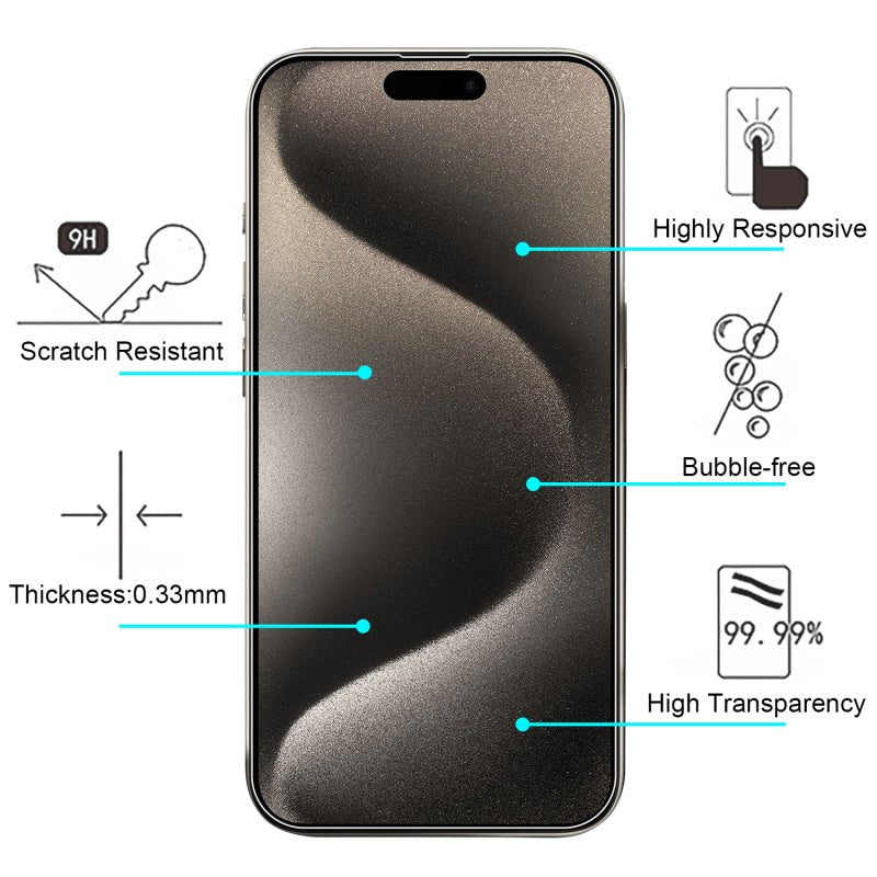 MyBat Tempered Glass Screen Protector (2.5D) for Apple iPhone 15 Pro (6.1) - ClearMyBat Pro