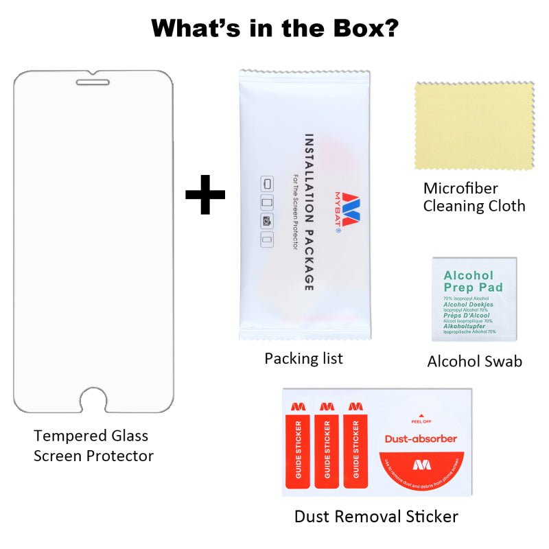 MyBat Tempered Glass Screen Protector (2.5D) for Apple iPhone 8 Plus/7 Plus / 6s Plus/6 Plus - ClearMyBat Pro