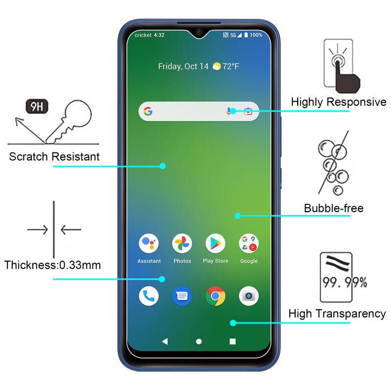 MyBat Tempered Glass Screen Protector (2.5D) for Cricket Innovate E 5G - ClearMyBat Pro