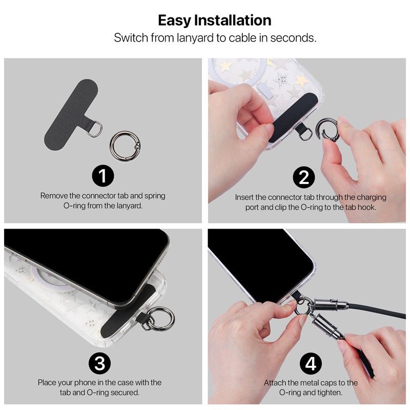 MyBat Tether Crossbody Strap + USB - C Charging Cable(L=4.2 FT) - PinkMyBat Pro