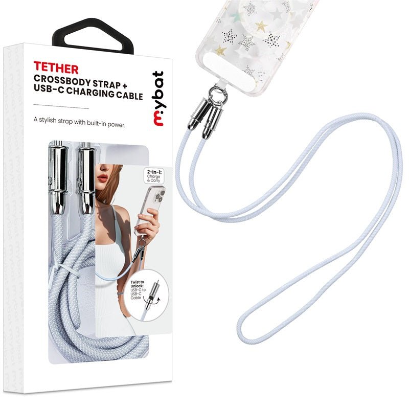 MyBat Tether Crossbody Strap + USB - C Charging Cable(L=4.2 FT) - PinkMyBat Pro