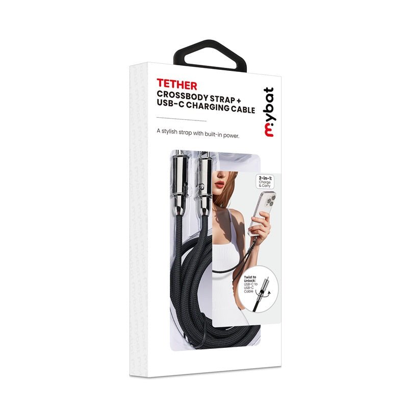 MyBat Tether Crossbody Strap + USB - C Charging Cable(L=4.2 FT) - PinkMyBat Pro