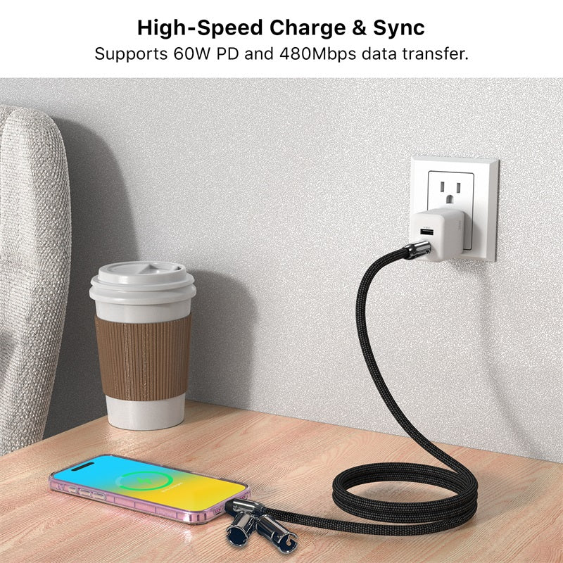 MyBat Tether Crossbody Strap + USB - C Charging Cable(L=4.2 FT) - PinkMyBat Pro