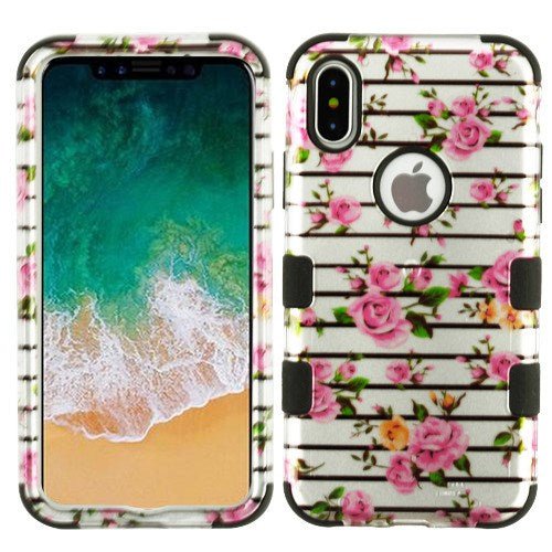MyBat TUFF Series Case for Apple iPhone XS/X - Pink Fresh Roses (2D Silver)iPhone XS/X