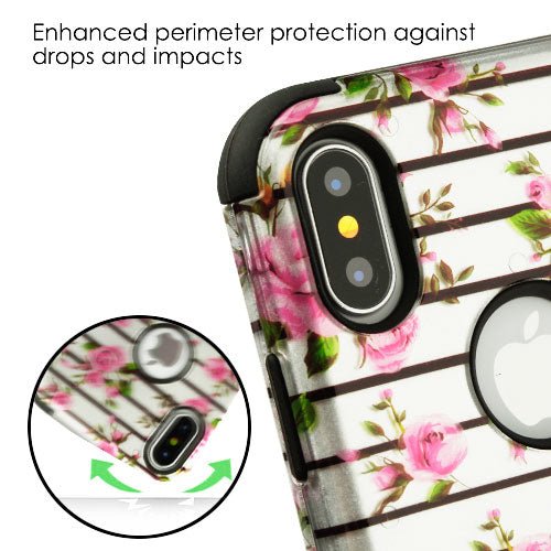 MyBat TUFF Series Case for Apple iPhone XS/X - Pink Fresh Roses (2D Silver)iPhone XS/X