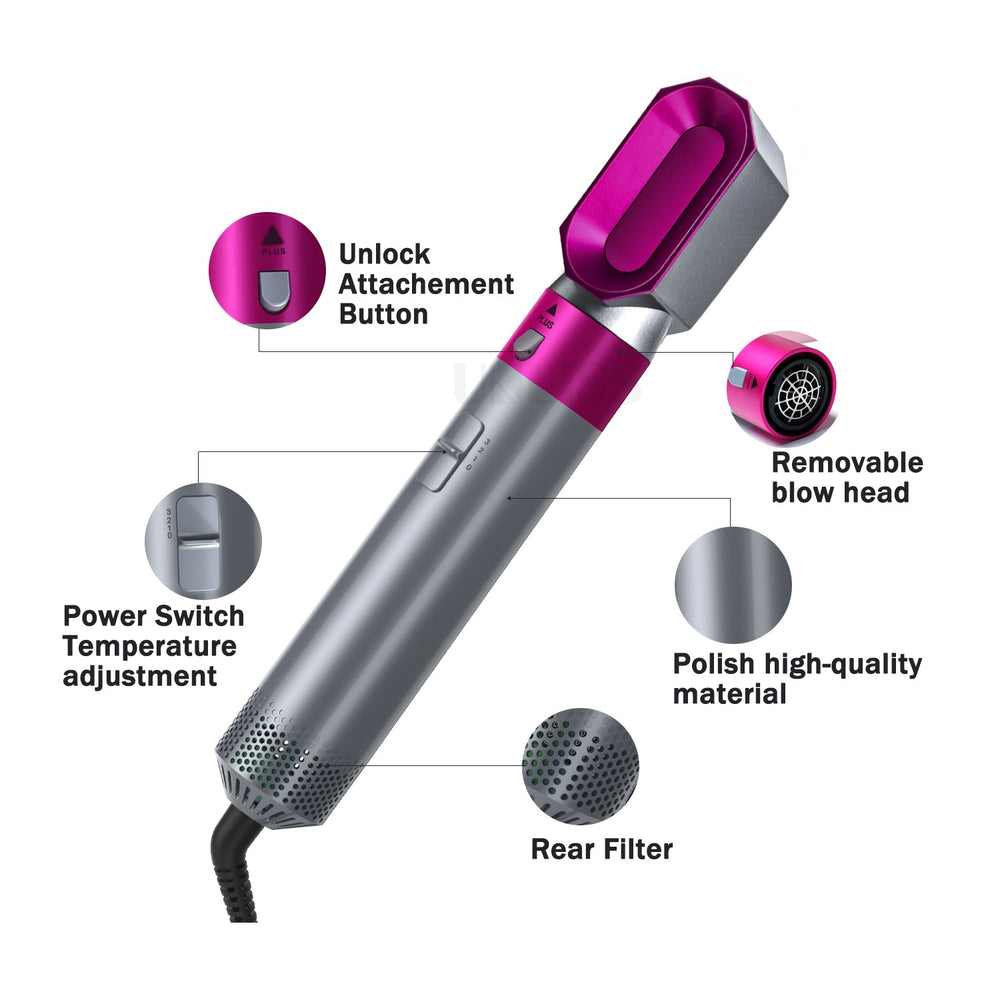 🔥 Roykin 5 - in - 1 Blow Dryer & Styler – 5 Attachments, 55% OFF! Professional Grade, Safe & Fast Styling! ✨