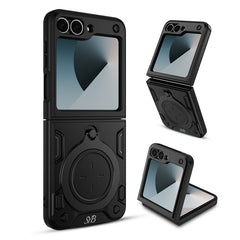 SYB Anti - Drop Hybrid Protector Case (with Ring Stand) for Samsung Galaxy Z Flip6 - Black / BlackGalaxy Z Flip6