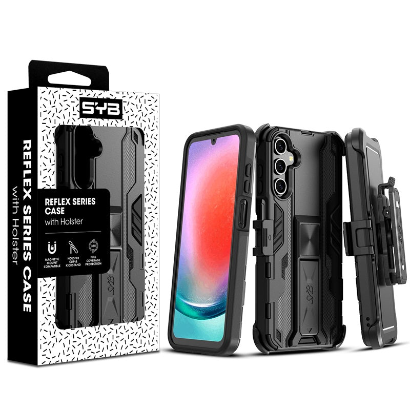SYB Reflex Series Case with Holster for Samsung Galaxy A15 5G - Black