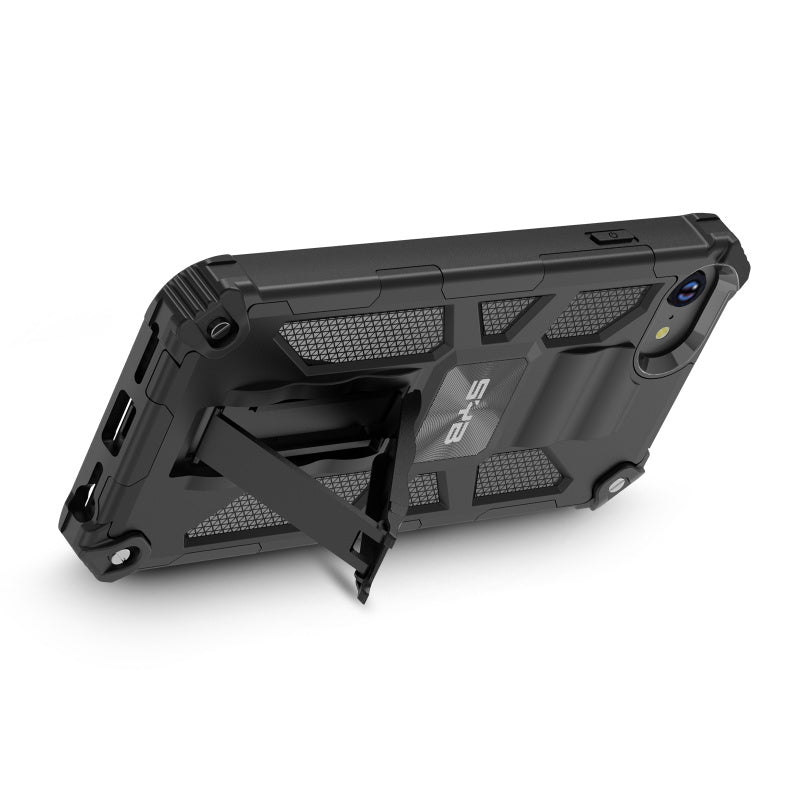 SYB Sturdy Hybrid Protector Cover (with Stand) for Apple iPhone SE (2022) / SE (2020) - Black / BlackMyBat Pro