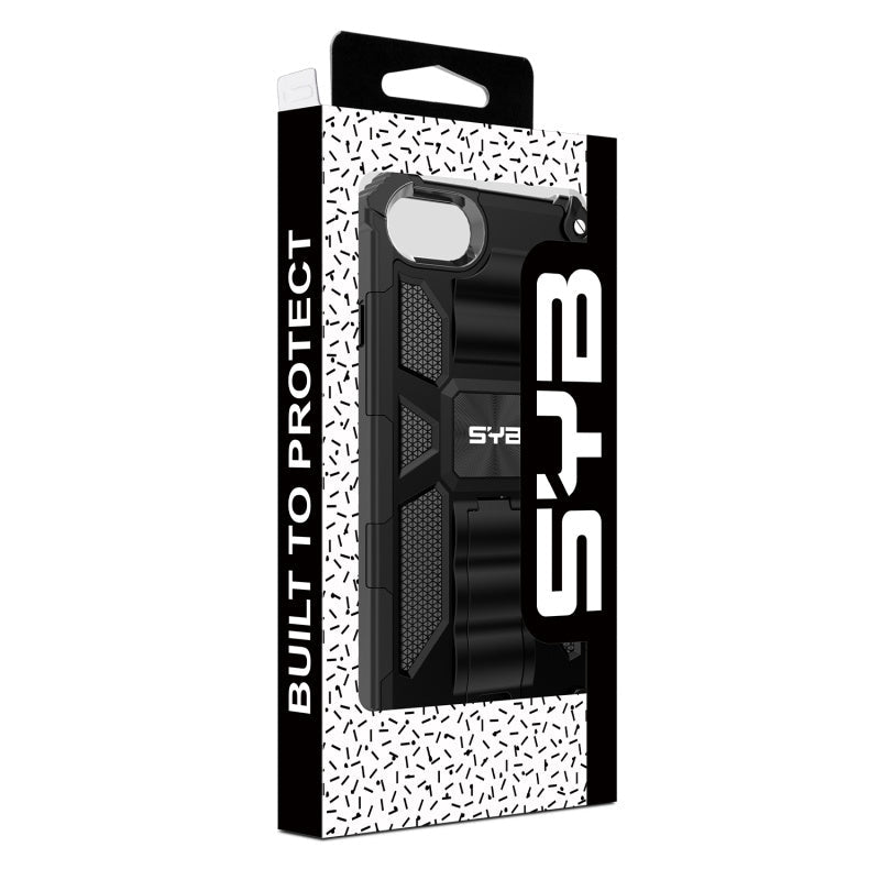 SYB Sturdy Hybrid Protector Cover (with Stand) for Apple iPhone SE (2022) / SE (2020) - Black / BlackMyBat Pro