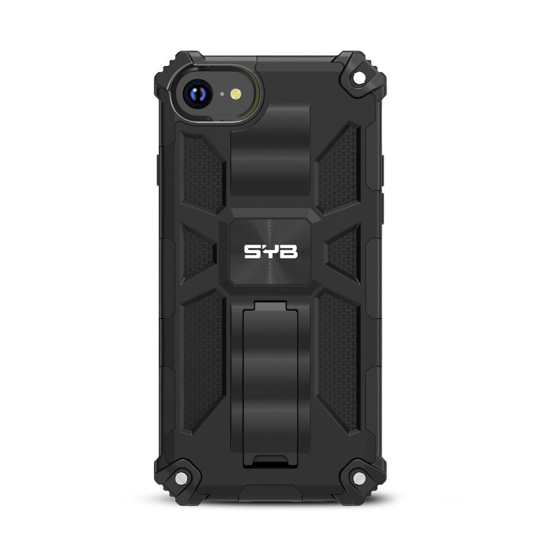 SYB Sturdy Hybrid Protector Cover (with Stand) for Apple iPhone SE (2022) / SE (2020) - Black / BlackMyBat Pro