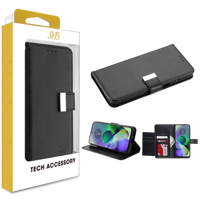 SYB Wallet Folio Case for Motorola Moto G Play 4G (2024) - Black / BlackMoto G Play 4G 2024
