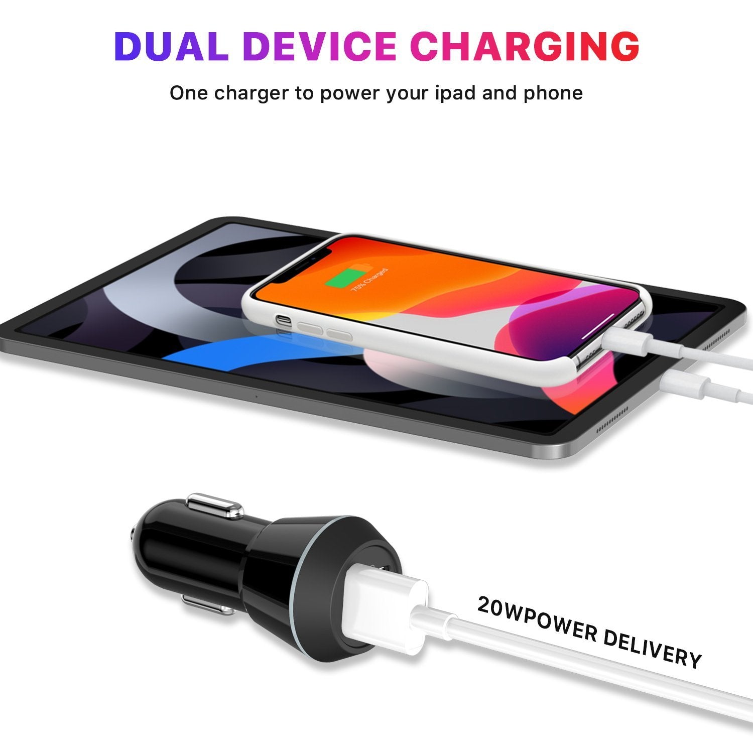 2 - Port Quick Fast Charging Power Delivery Car Charger (20W)MyBat Pro