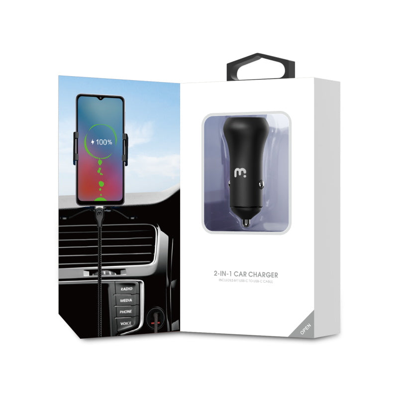 2 - in - 1 Dual Port Fast Charging Car Charger with 6ft USB - C CableMyBat Pro