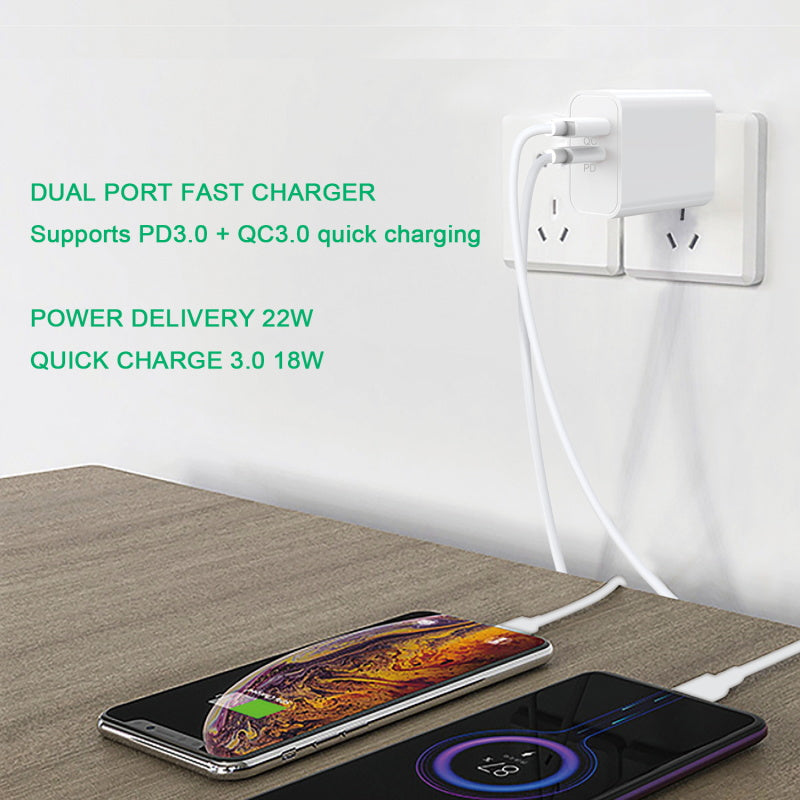 22W Dual - Port Power Delivery Wall ChargerMyBat Pro